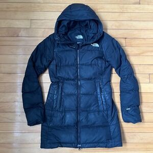 The North Face Metropolis Parka Black 550 Down Hooded Puffer Jacket Womens XS